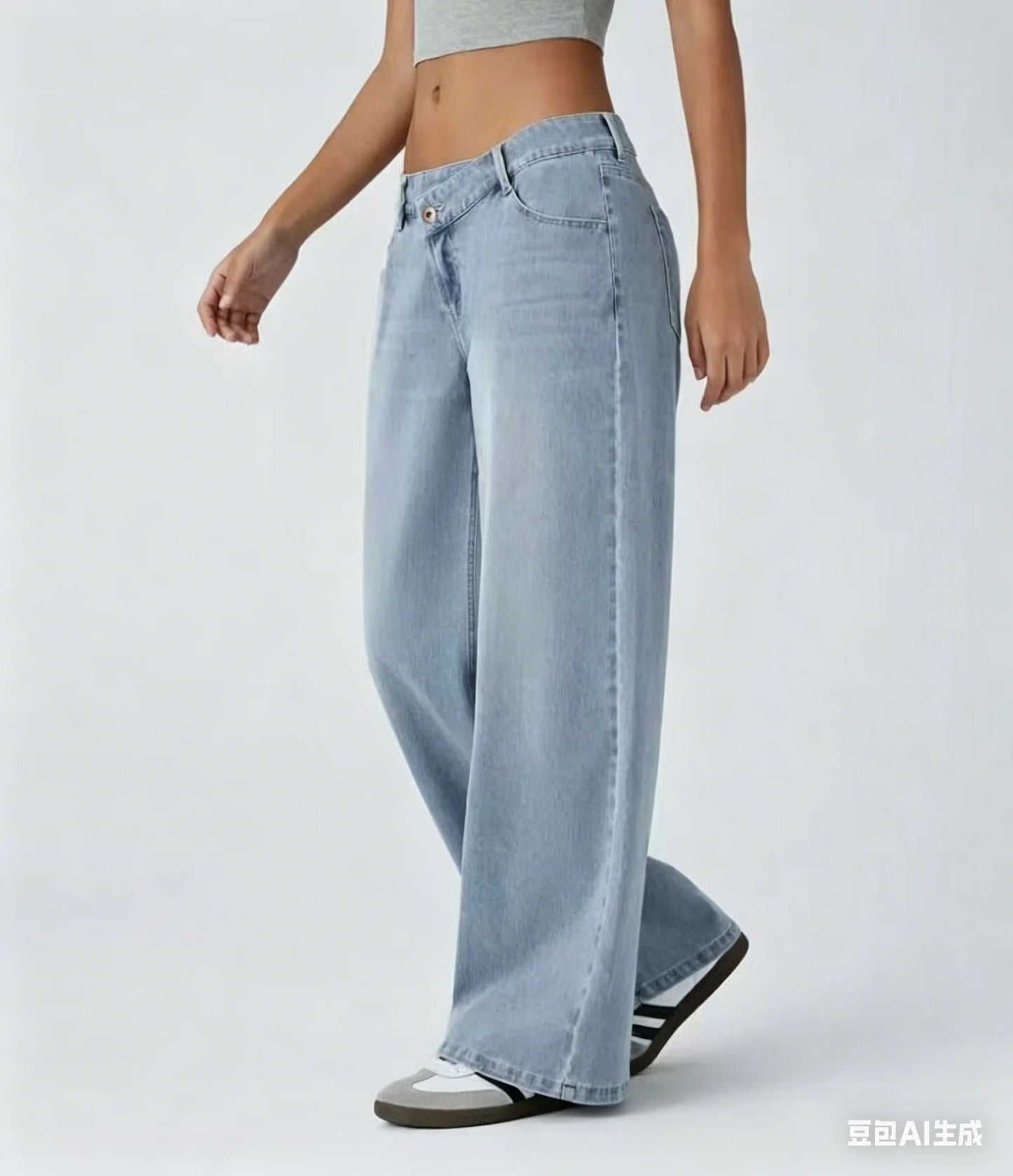 Women's Retro Wide-Leg Baggy Jeans — Washed Denim Mom Jean