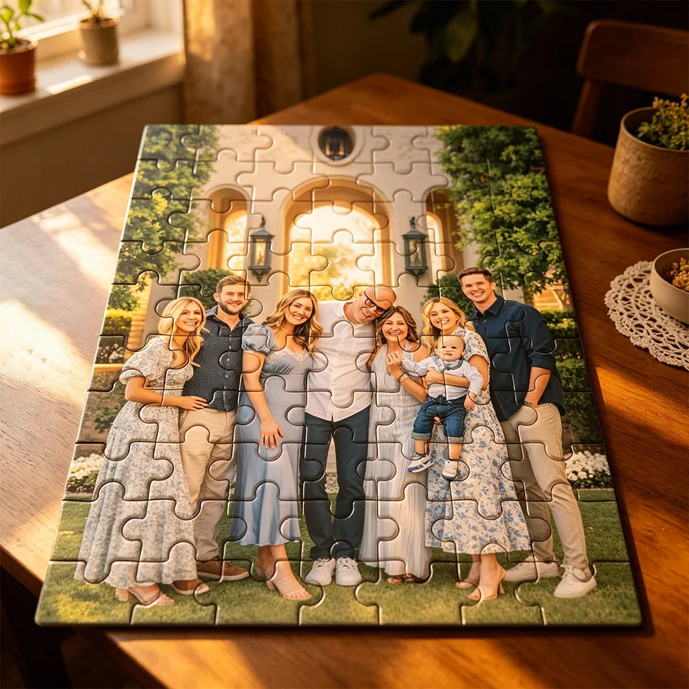 Personalized Custom Photo Puzzle with Frame — DIY Memorial Gift for Family