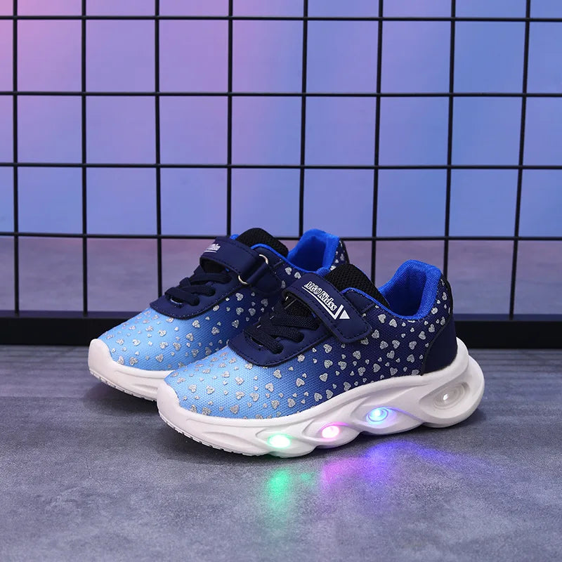 Kids' Casual Shoes Children Led Light Spring Outdoor Sneakers For Breathable Anti-slip Black  Blue Pink Size 21-30