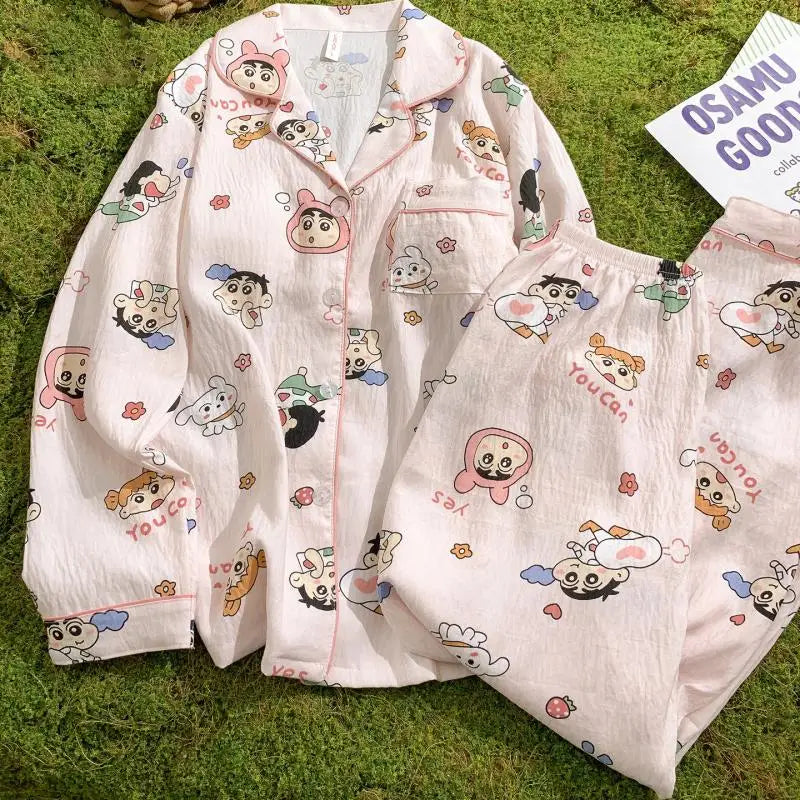 Crayon Shin-Chan Anime Pajamas Set — Women's Kawaii Cartoon Homewear