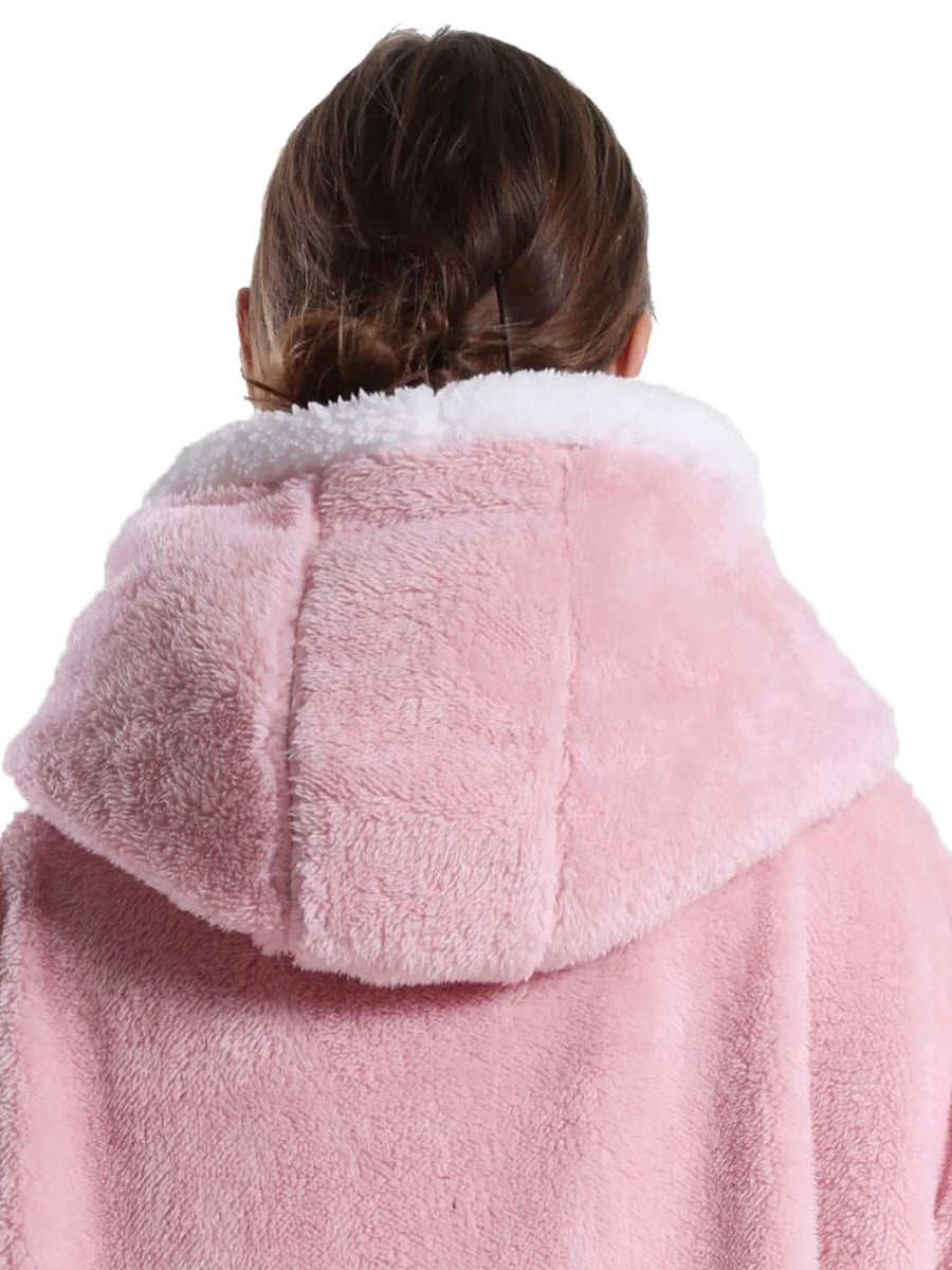 Cartoon Plush Wearable Blanket Hoodie for Adults