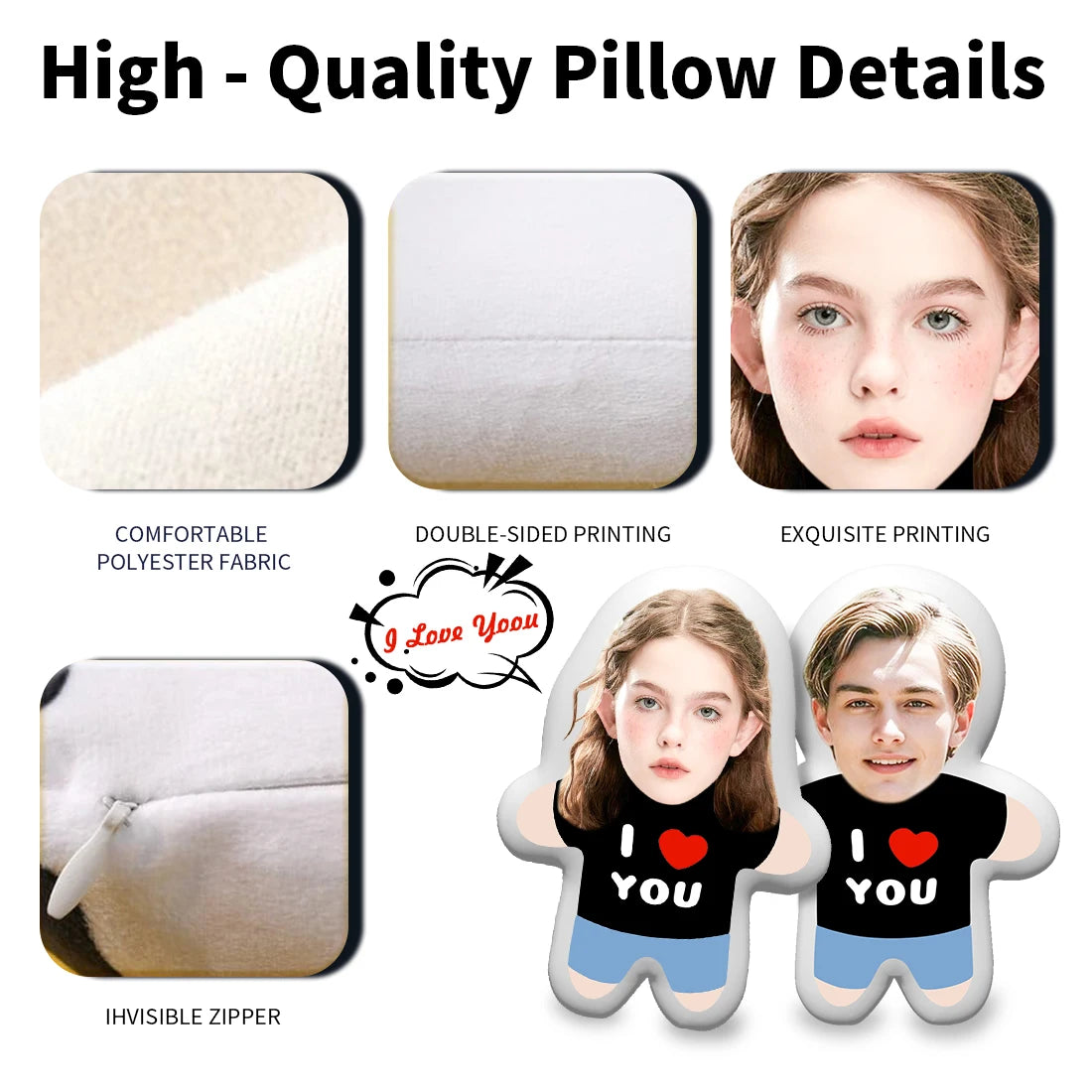 Personalized 'I Love You' Portrait Couples Cushion – Personalized Gift