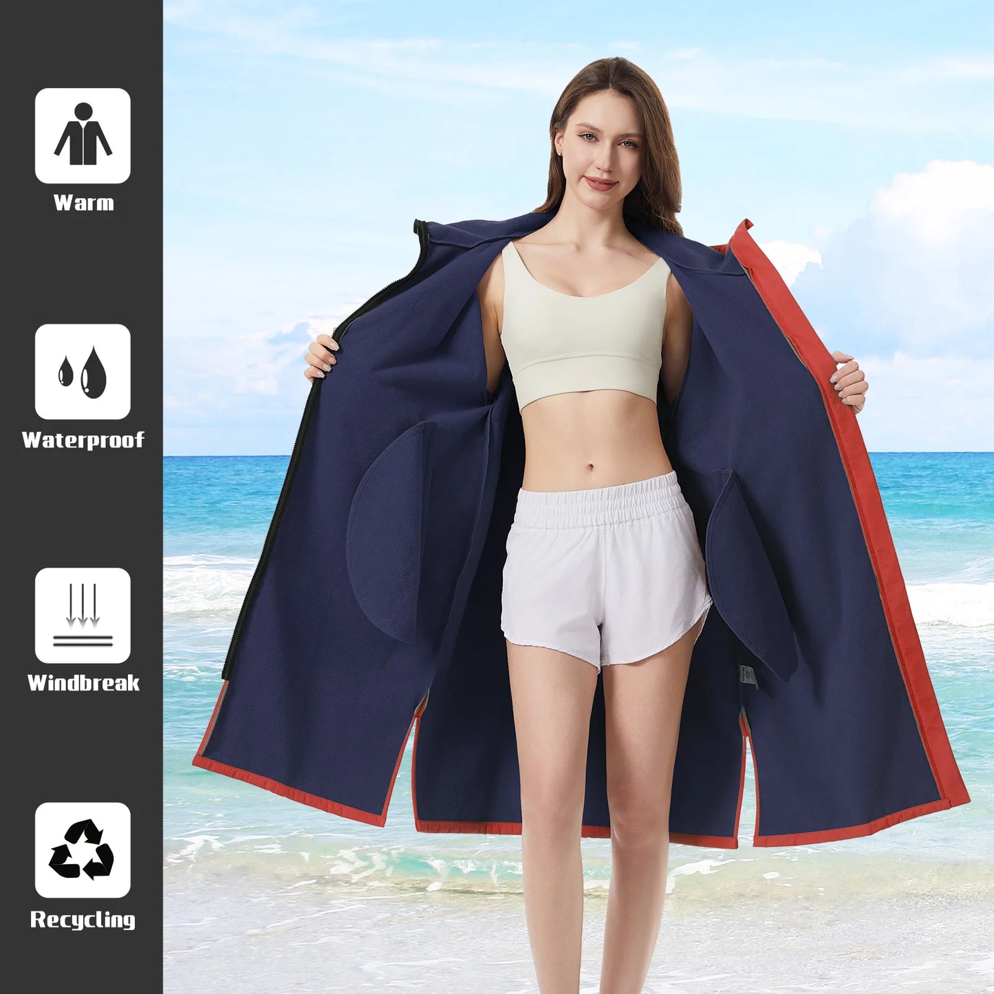 Hooded Waterproof Changing Cape – Windproof Quick-Dry Surf Robe