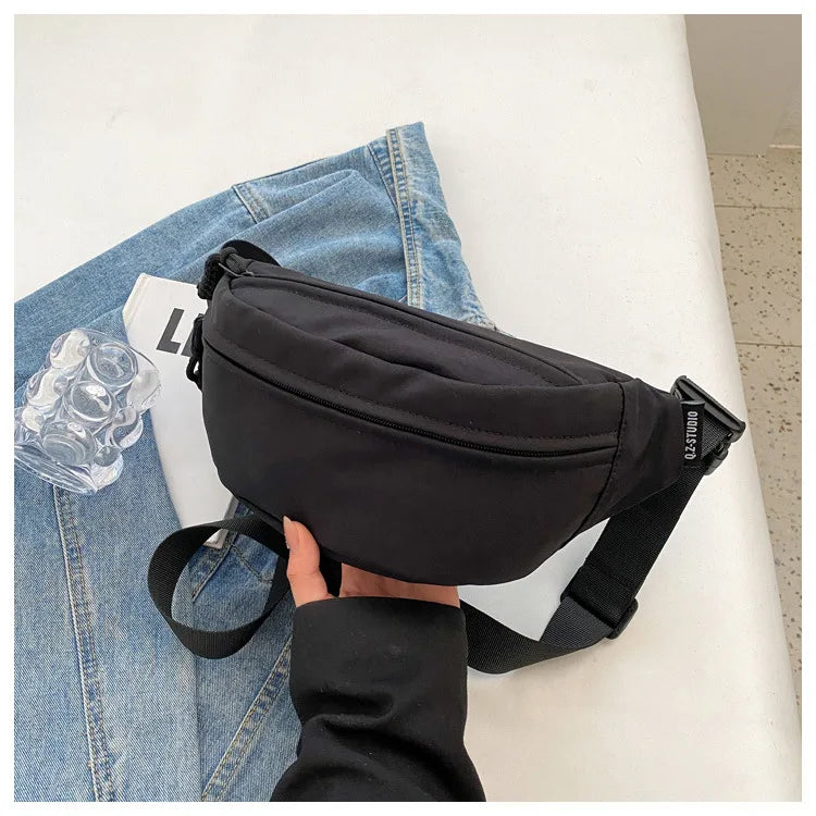 Fashion Nylon Crossbody Bags for Women Chest Bags Sling Waist Pack Canvas Waist Bag Casual Fanny Packs Sport Half Moon Belt Bag