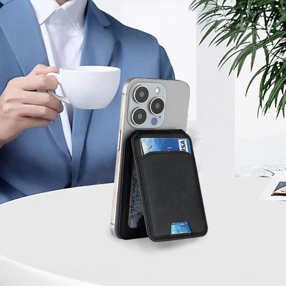 MagSafe Magnetic Leather Wallet Case for iPhone 16 15 14 13 12 Pro Max — Card Holder