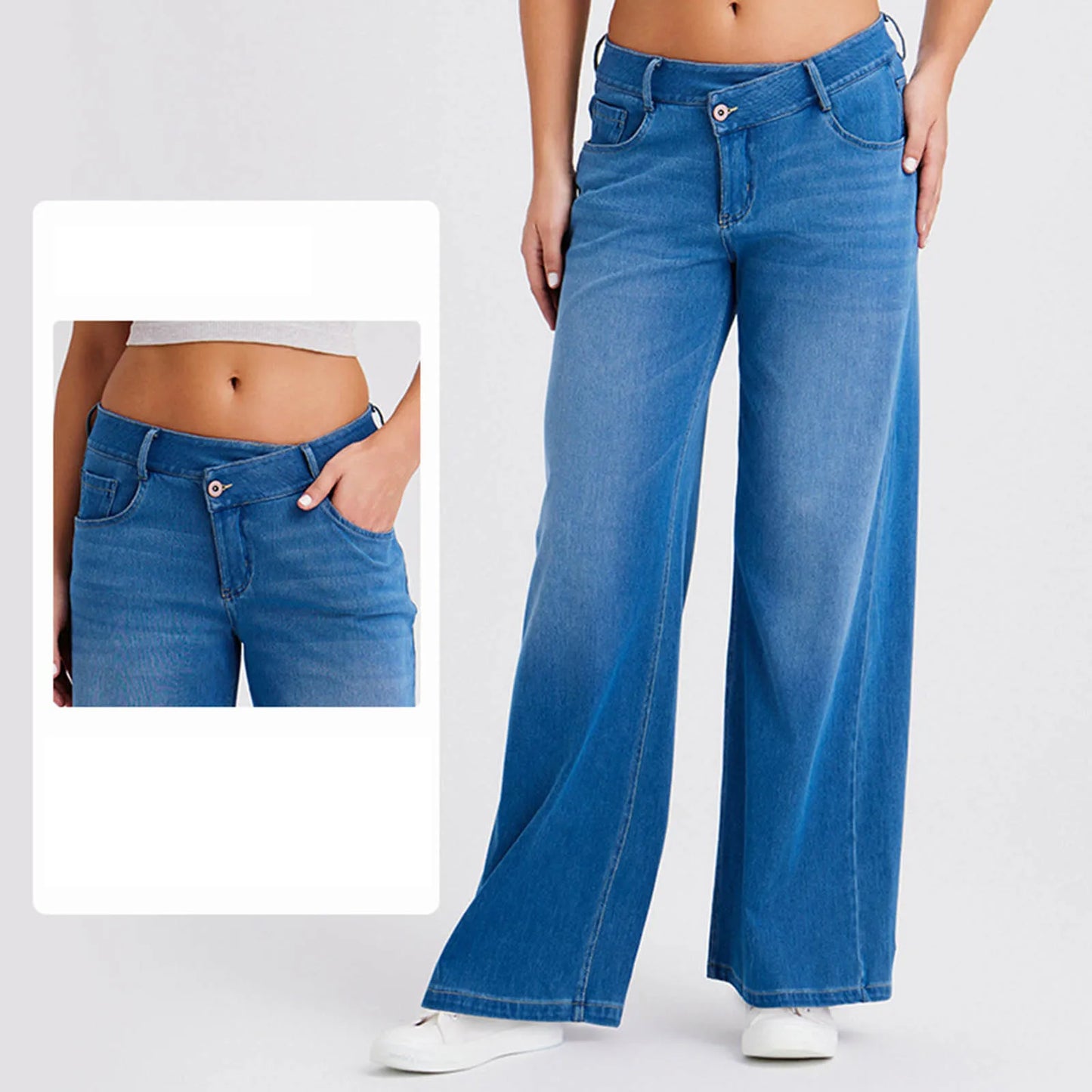 Women's Oversize Baggy Jeans — High Waist Stretch Denim Loose Straight Pants