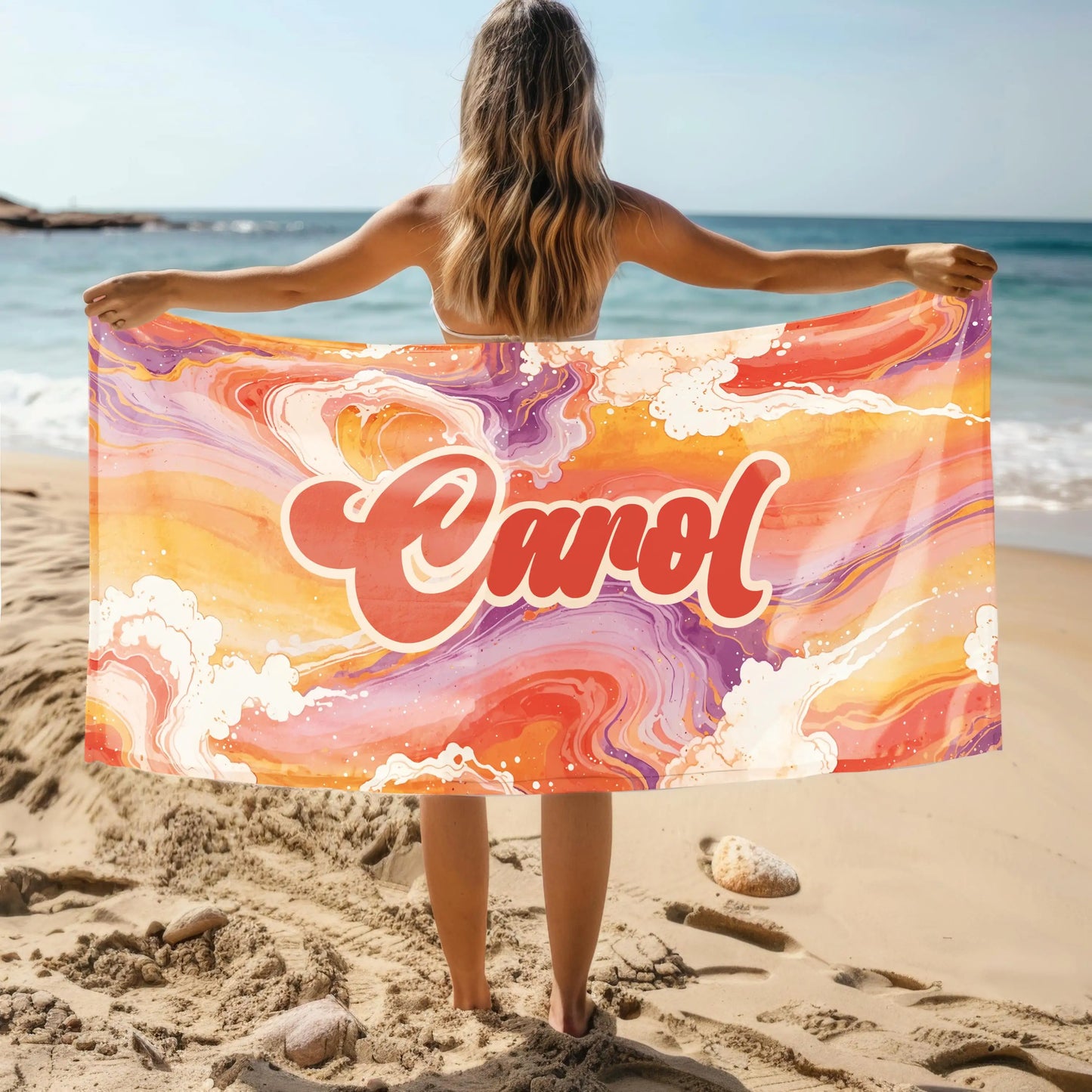 Personalized Beach Towel with Name | Custom Microfiber Towel
