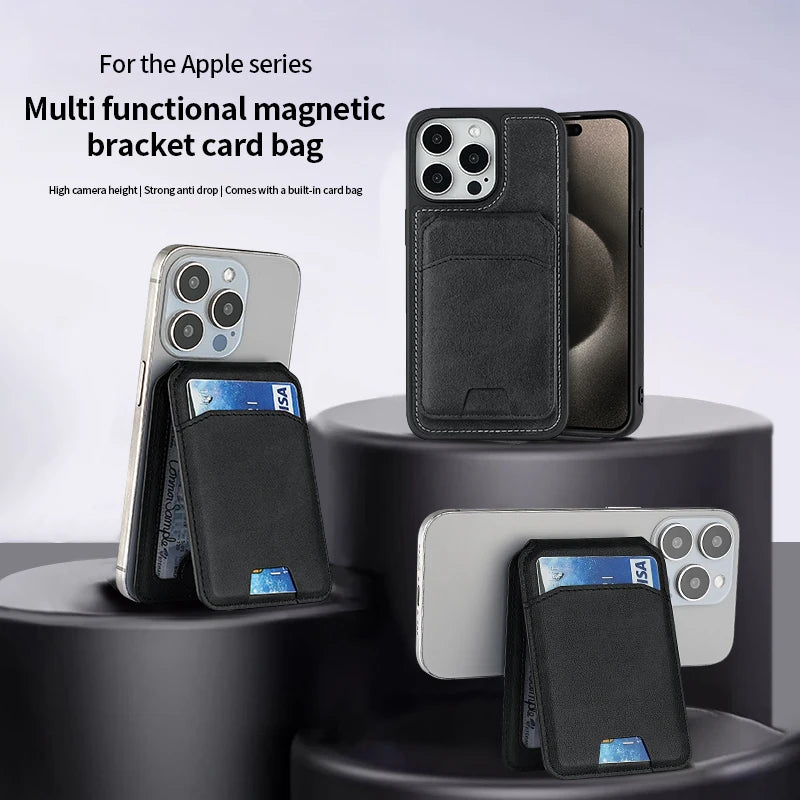MagSafe Magnetic Leather Wallet Case for iPhone 16 15 14 13 12 Pro Max — Card Holder