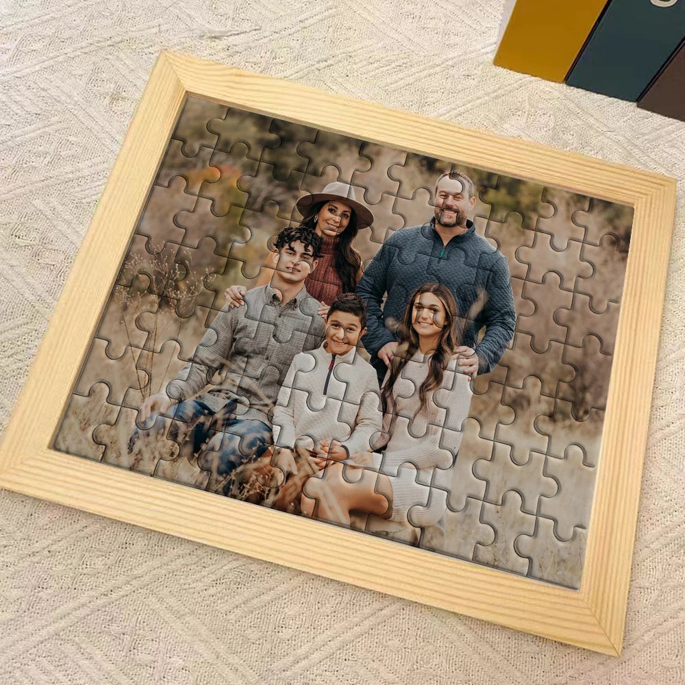 Personalized Custom Photo Puzzle with Frame — DIY Memorial Gift for Family