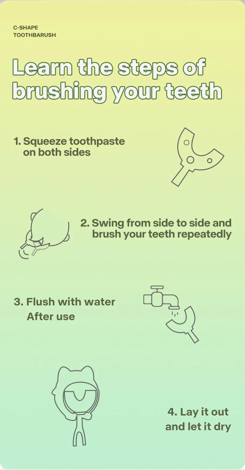 Kids U-Shaped Silicone Toothbrush — 360° Cartoon Design for Ages 1–12