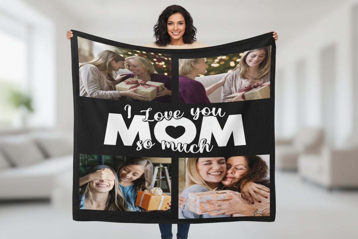 Custom Photo Blanket for Mom | Personalized Blanket
