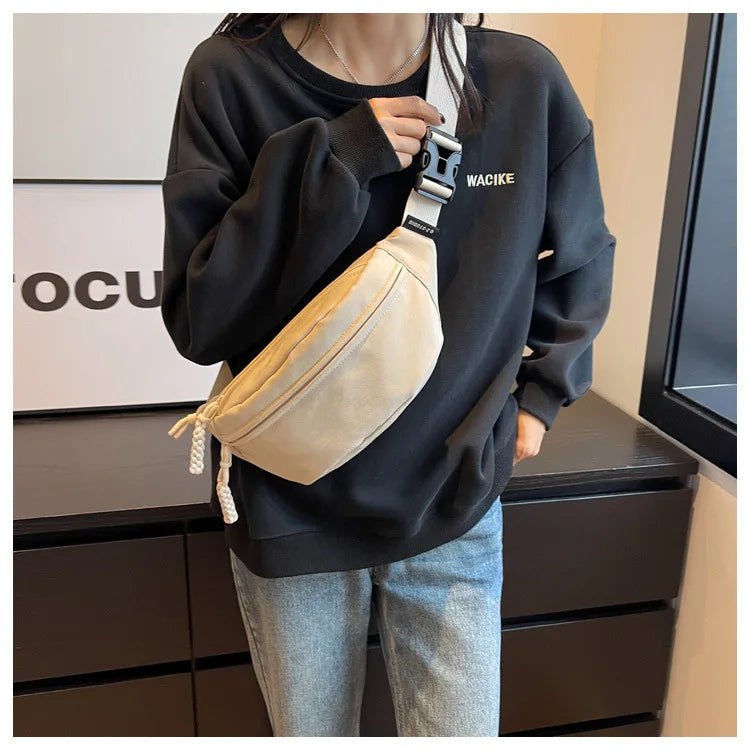 Fashion Nylon Crossbody Bags for Women Chest Bags Sling Waist Pack Canvas Waist Bag Casual Fanny Packs Sport Half Moon Belt Bag