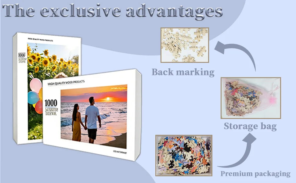 Personalized Wooden Jigsaw Puzzle — Custom Photo Puzzle for Adults, Kids, Couples & Families