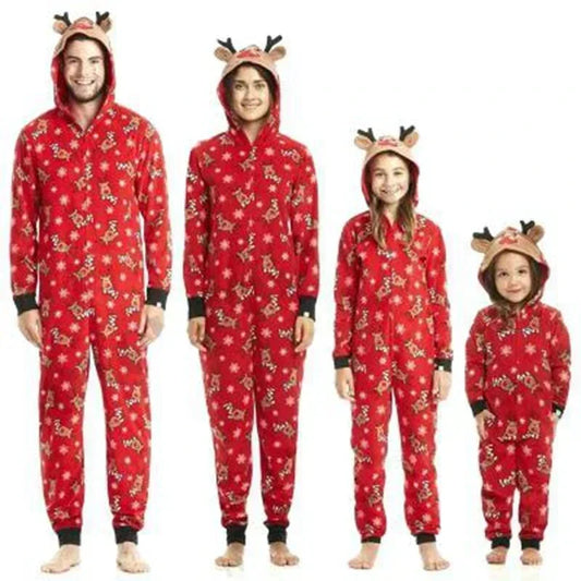 Christmas Family Matching Deer Hooded Onesie Pajamas