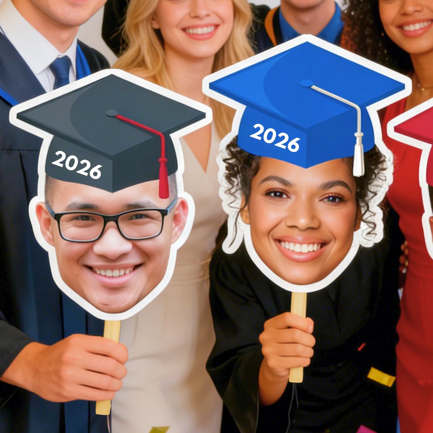Personalized Photo Face Masks – Funny Fan Face Cutout Head on a Stick | Birthday Party Decorations
