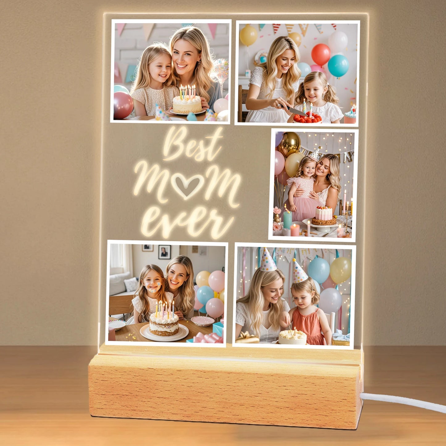 Personalized Acrylic Photo Night Light for Mom — Custom LED Frame