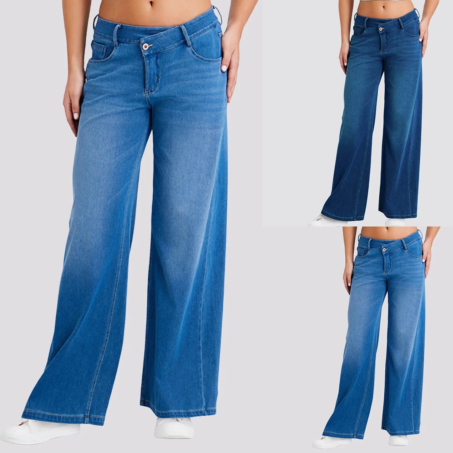 Women's Oversize Baggy Jeans — High Waist Stretch Denim Loose Straight Pants