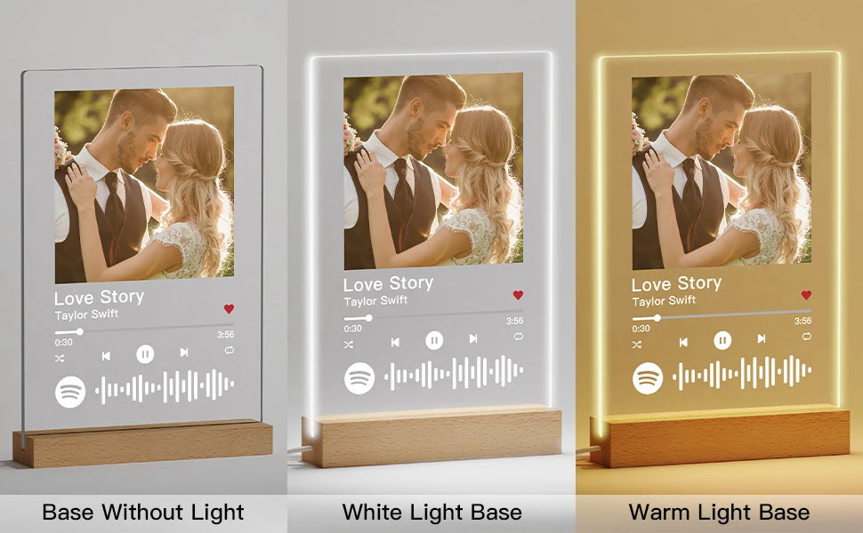 Personalized Acrylic Photo Night Light Plaque | Custom Mother's Day Gift