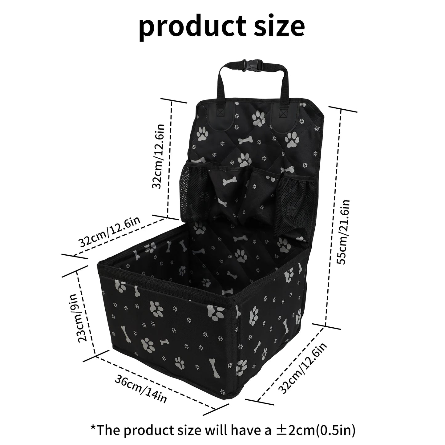 Pet Dog Car Seat with Storage Pockets Universal Pet Seat Cover for Small Medium Dogs Non-Slip Portable Travel Mat & Safety Bag