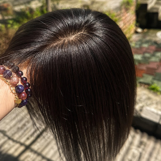 Straight Silk-Base Hair Topper — 9 × 13 cm