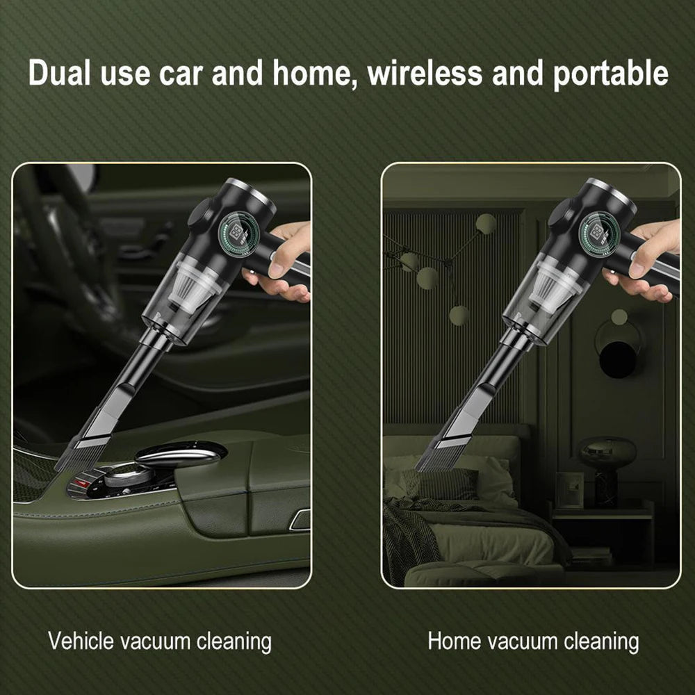 29000Pa Mini Wireless Vacuum Cleaner 120W Strong Suction Handheld Car Mounted Electric Cleaner with LCD power display & 3 filter