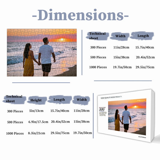 Personalized Wooden Jigsaw Puzzle — Custom Photo Puzzle for Adults, Kids, Couples & Families