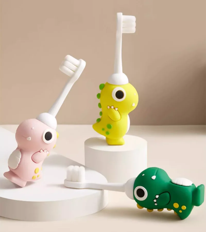 Kids Cartoon Dinosaur Toothbrush — Ultra-Soft Anti-Poke Bristles for Children
