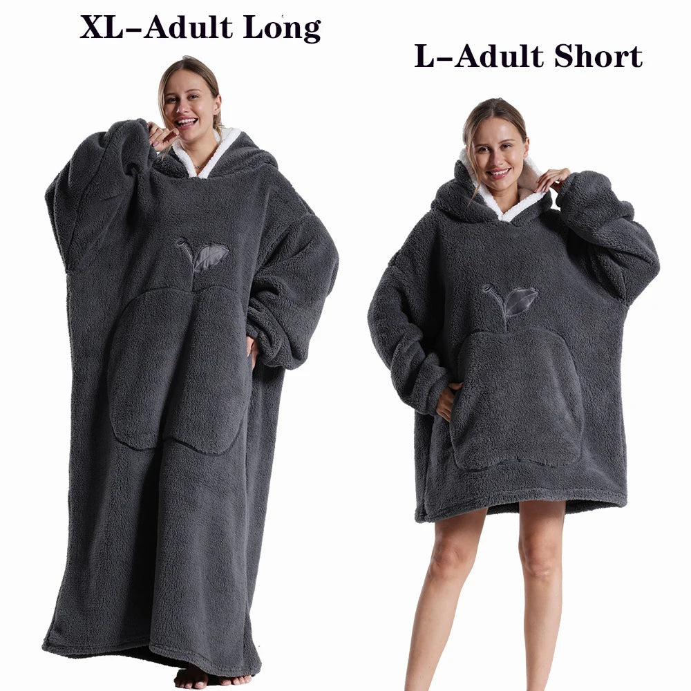 Cartoon Plush Wearable Blanket Hoodie for Adults