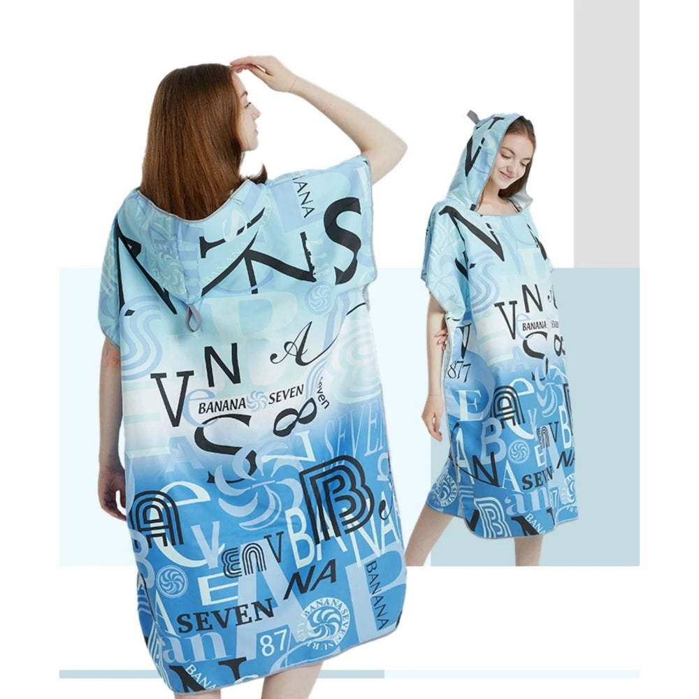 Microfiber Beach Poncho Towel – Quick-Dry Surf Changing Robe for Adults