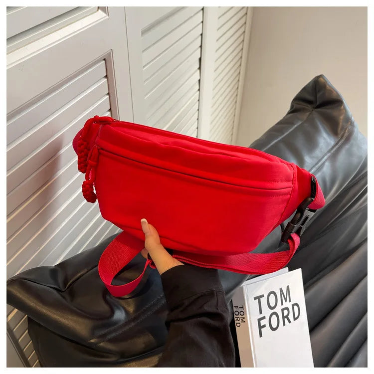 Fashion Nylon Crossbody Bags for Women Chest Bags Sling Waist Pack Canvas Waist Bag Casual Fanny Packs Sport Half Moon Belt Bag