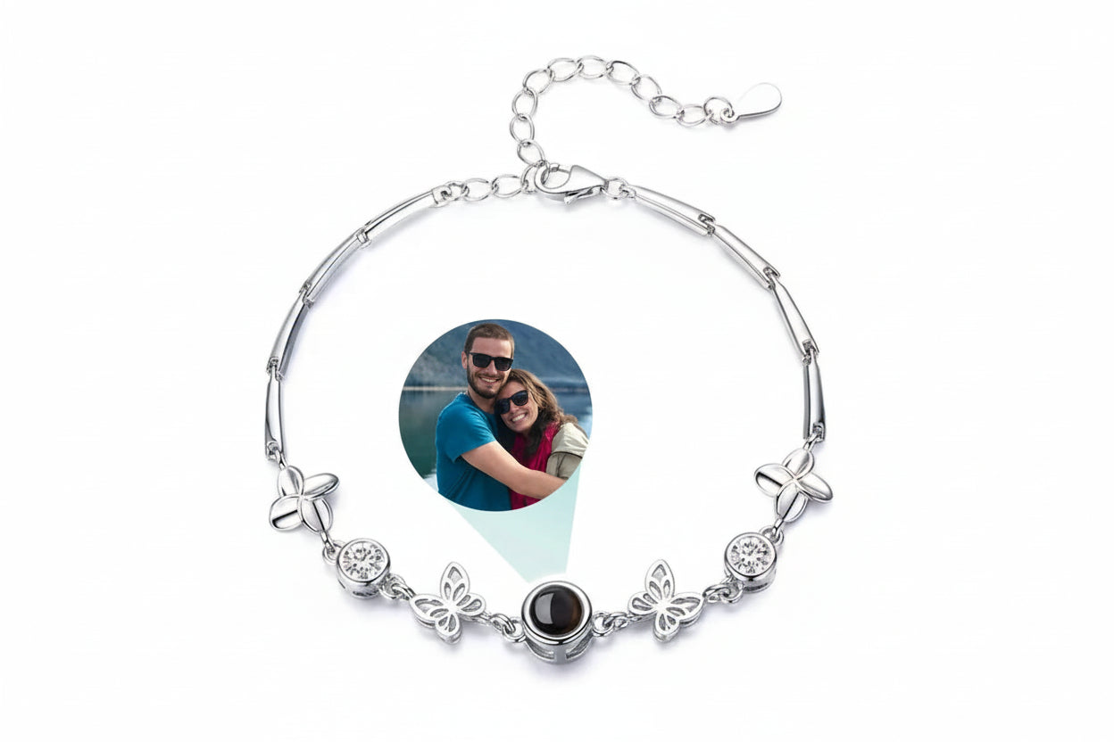 Custom Photo Bracelet Personalized Projection Bracelets with Picture Inside 100 Languages I Love You Stainless Steel Bracelet