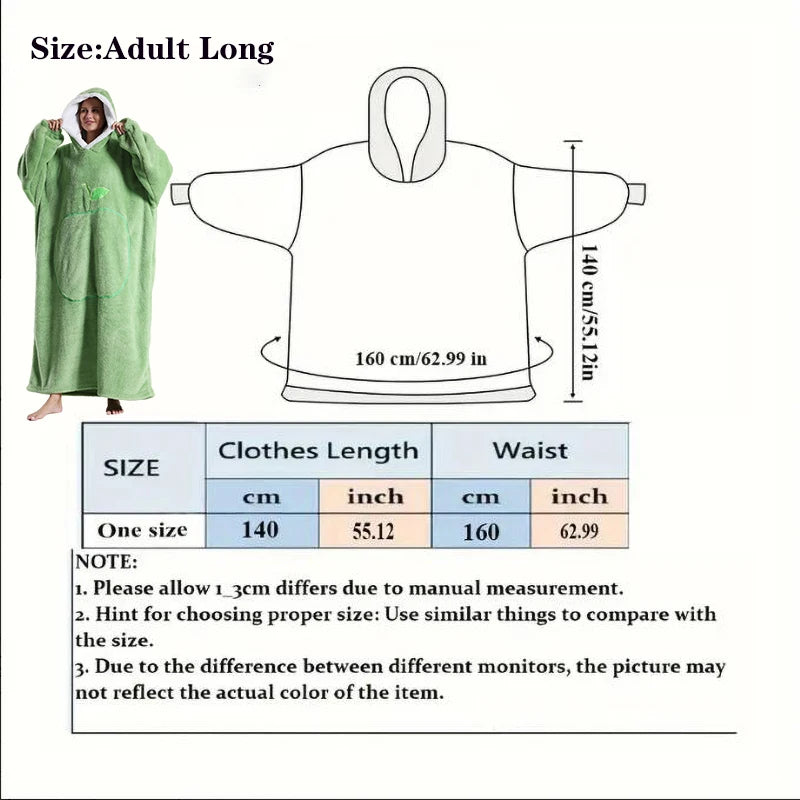 Extra-Long Plush Wearable Blanket Hoodie