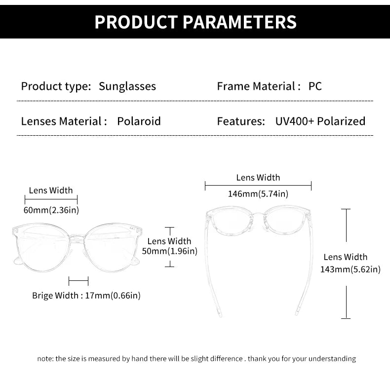 GCV Polarized Cat Eye Sunglasses for Women — UV400 Lightweight Fashion Shades