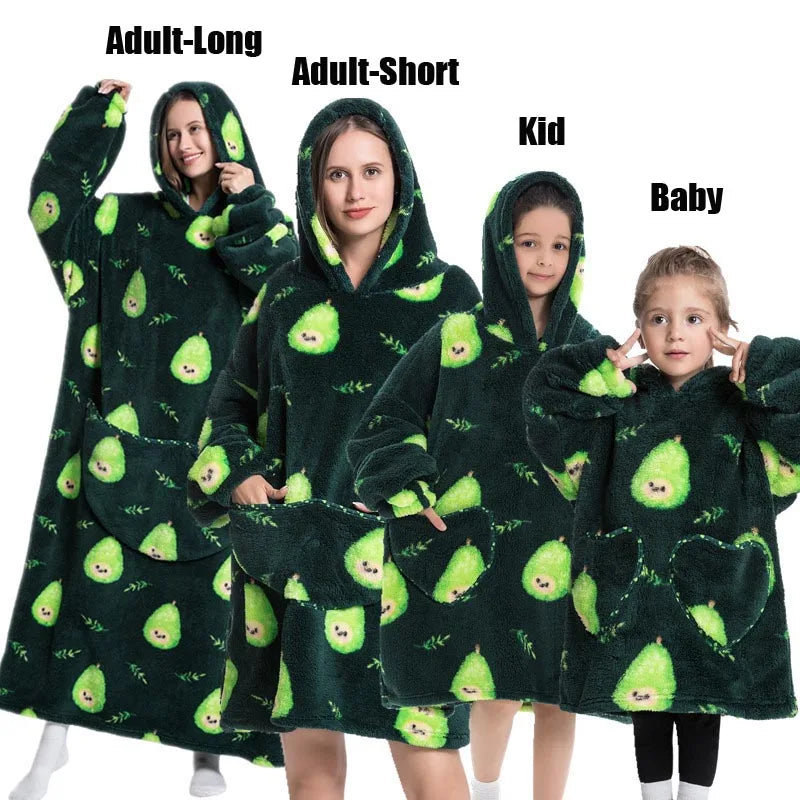 Oversized Cartoon Fleece Hoodie Blanket