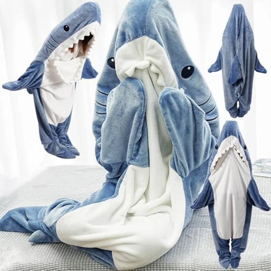 Pijama Tiburón con Capucha para Adultos — Saco de Dormir Portátil