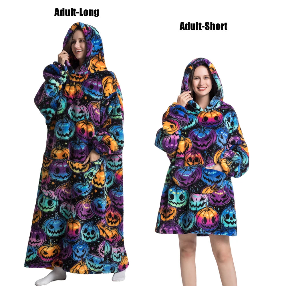 Cartoon Plush Wearable Blanket Hoodie for Adults