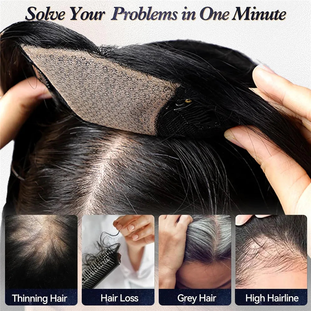 Ombre Blonde Highlight Natural Human Hair Toppers for Women 4.5*5 inch Lace Base Hair Topper Silk Straight Remy Hairpiece