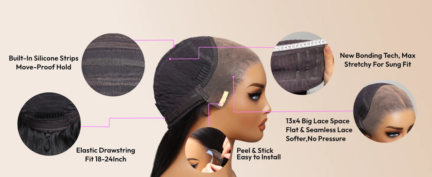13x4 Bye Bye Slip Lace Frontal Wet & Wavy 2-in-1 Glueless Human Hair Wig