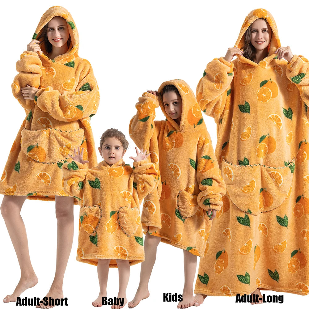 Oversized Cartoon Fleece Hoodie Blanket