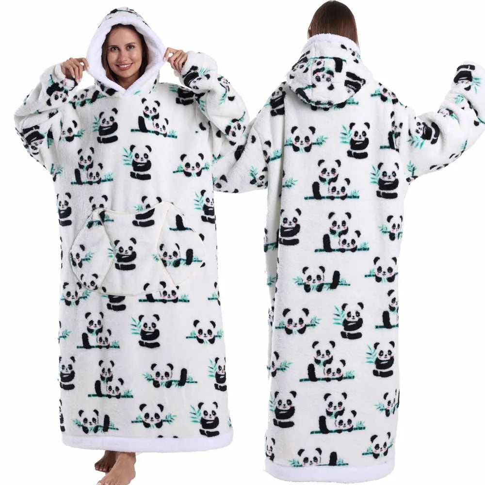 Cartoon Wearable Blanket Hoodie for Adults