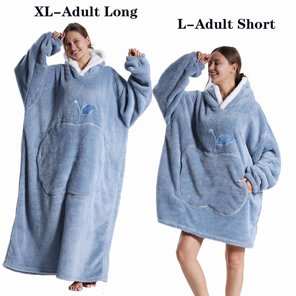 Cartoon Plush Wearable Blanket Hoodie for Adults