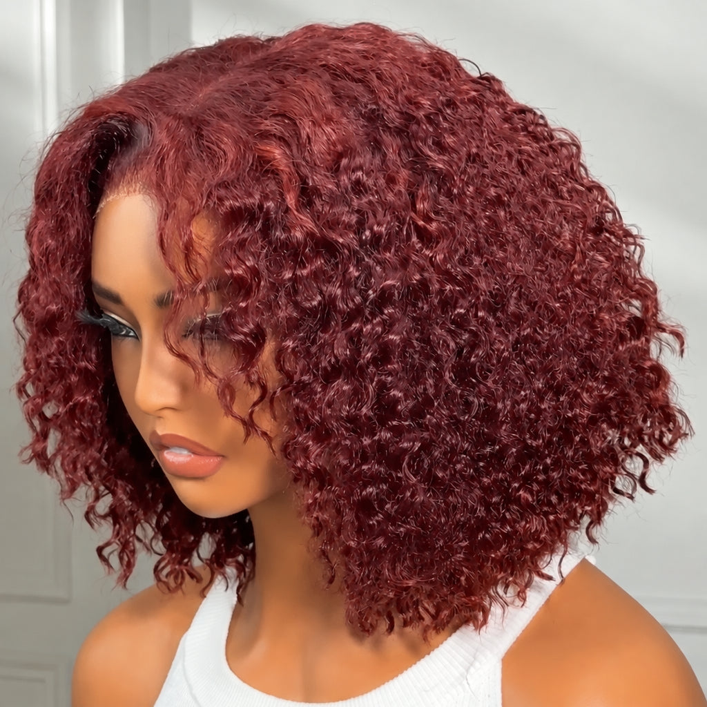 Reddish Brown Jerry Curly Wig – 7x5 No-Slip Lace, Glueless, Pre-Cut & Pre-Bleached
