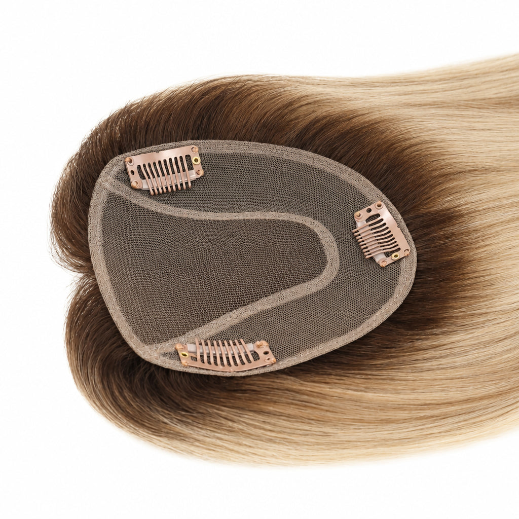 Straight Clip-In Hair Topper with Lace Base – 12 Inch