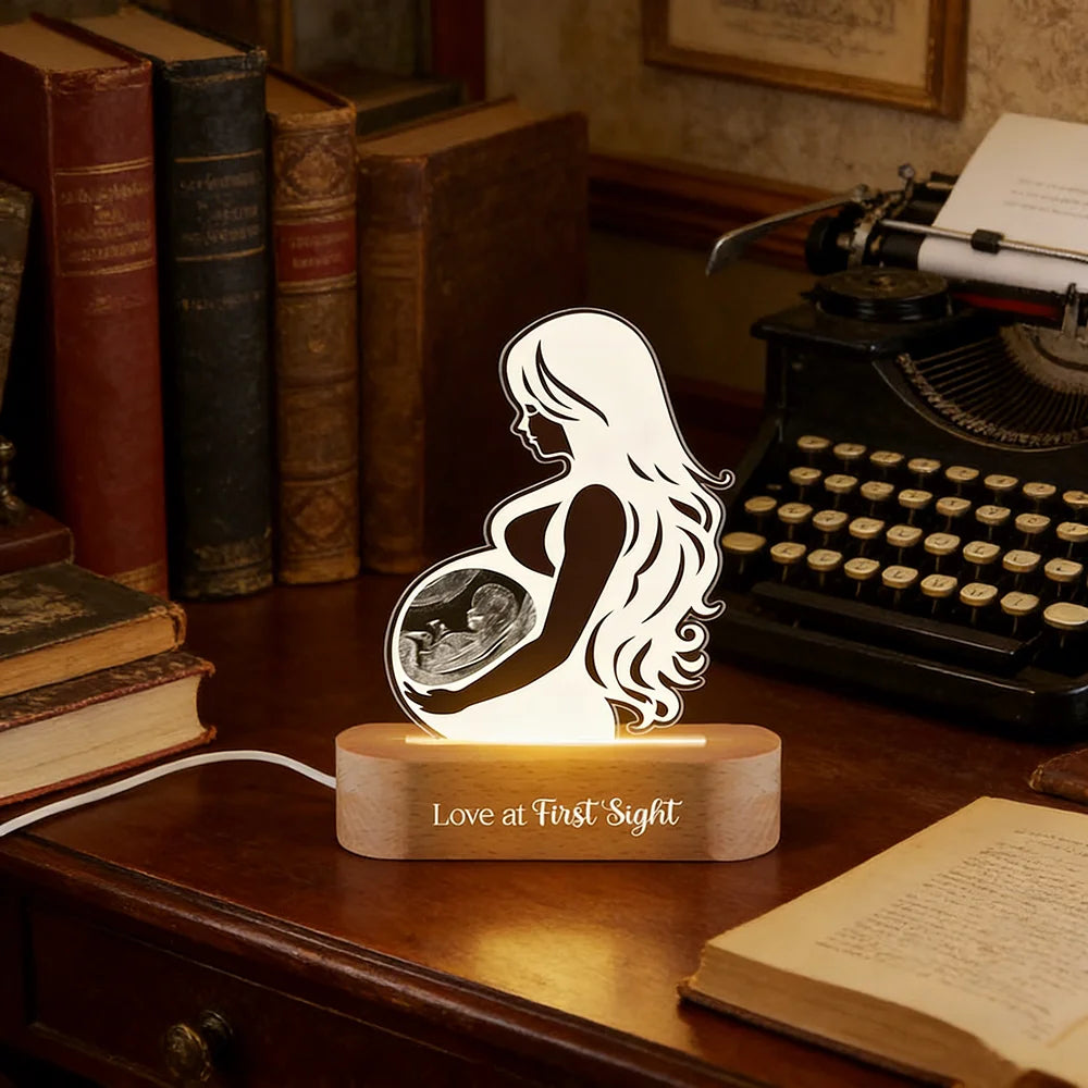 Personalized Baby Ultrasound Acrylic Night Light — Custom Sonogram LED Lamp