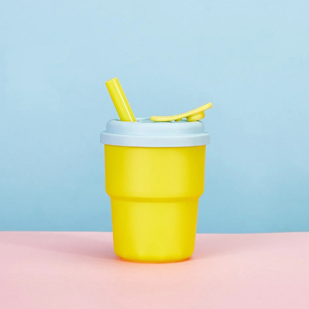 Kids Silicone Water Cup — 380ml Leakproof Bottle with Straw