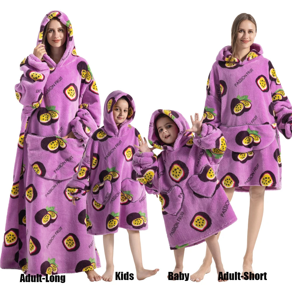 Oversized Cartoon Fleece Hoodie Blanket