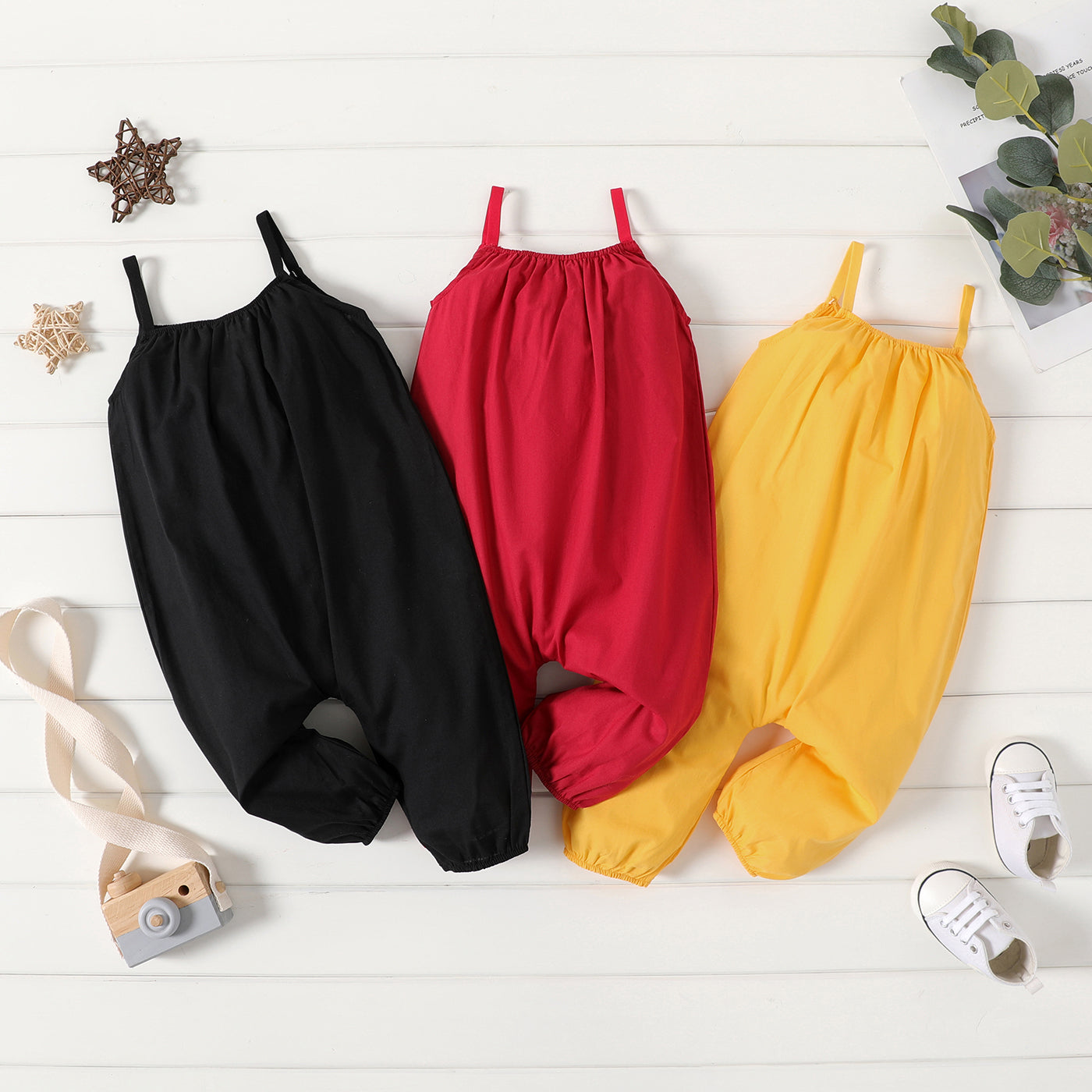 Baby Girl Cotton Sleeveless Harem Overalls — Soft & Breathable