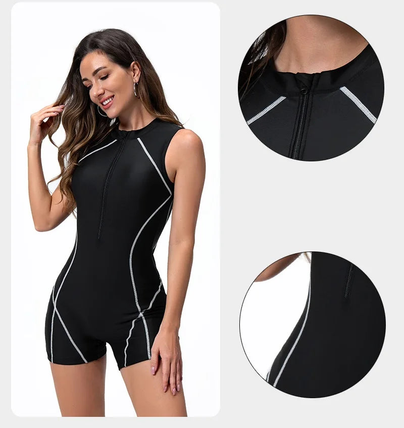 Women's Sleeveless Quick-Dry One-Piece Swimsuit — Surf & Dive