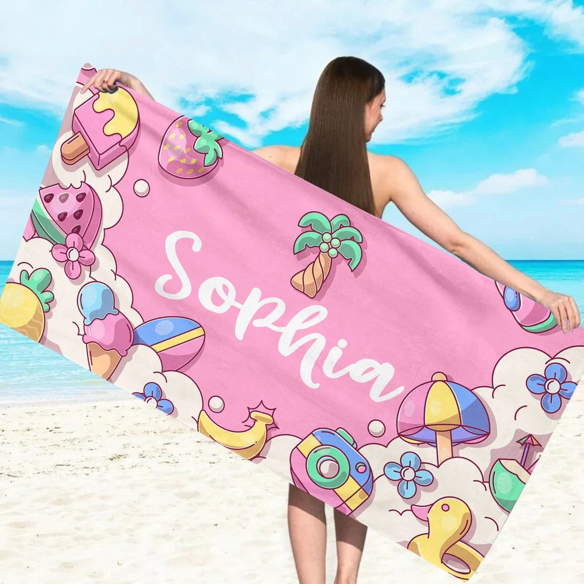 Personalisiertes Strandtuch Badetuch Geschenk für Schwimmer Outdoor-Pooltuch Geburtstagsgeschenk Mädchen Strandurlaub Großhandel
