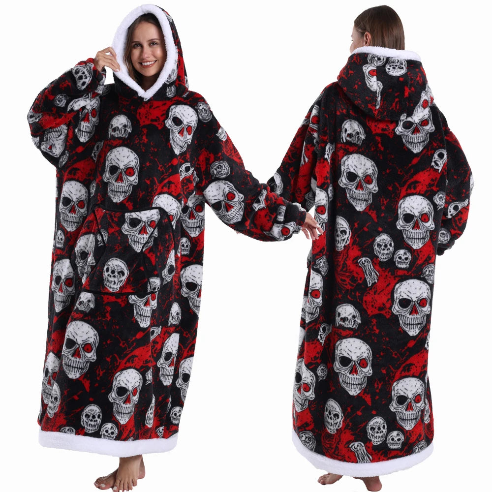 Cartoon Wearable Blanket Hoodie for Adults